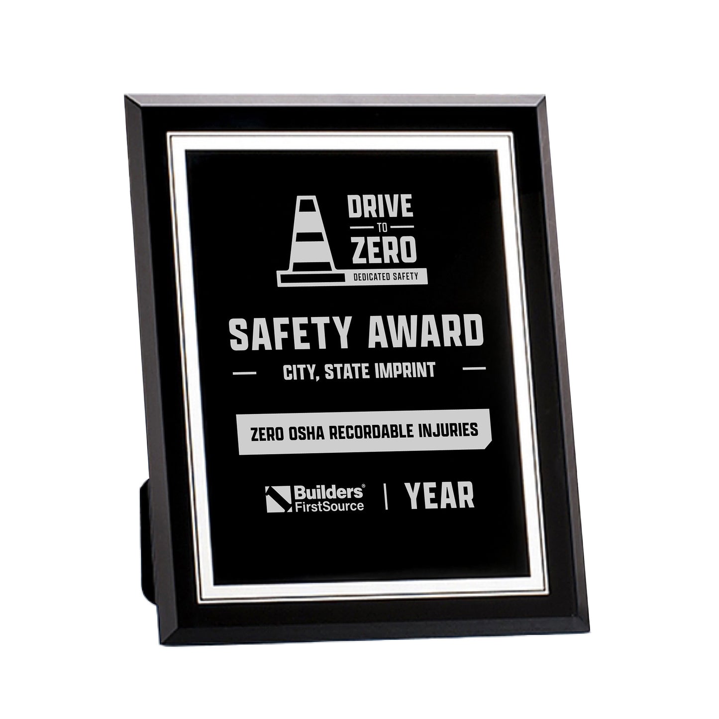 Builders FirstSource - 7" x 9" Glass Safety Plaque w/ Easel Back
