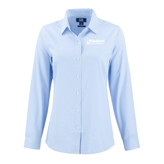 Cutter & Buck - Skyline Recycled Gingham Ladies' Long Sleeve Spread Collar Dress Shirt