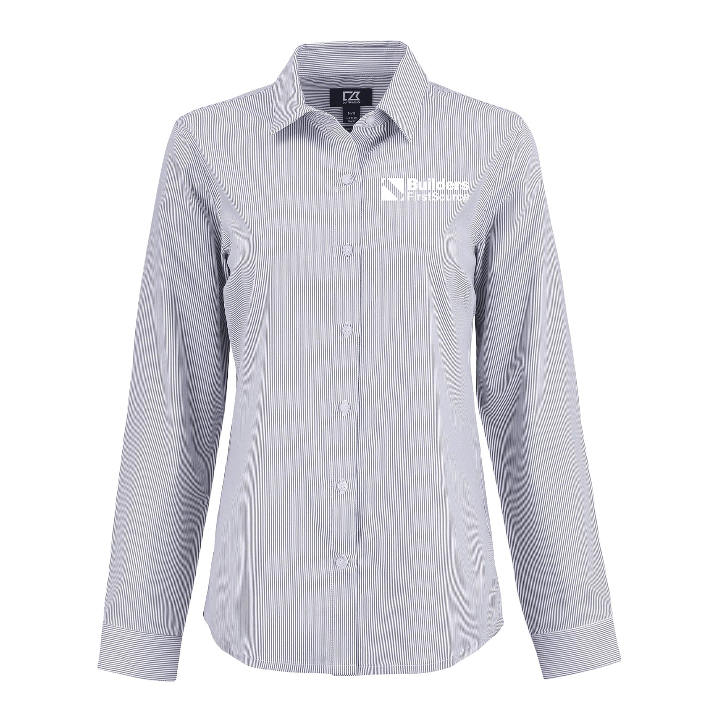 Cutter & Buck Skyline Epic Confidence Recycled Pinstripe Ladies' Long Sleeve Dress Shirt