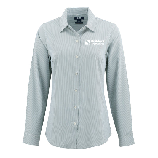Cutter & Buck Skyline Epic Confidence Recycled Pinstripe Ladies' Long Sleeve Dress Shirt