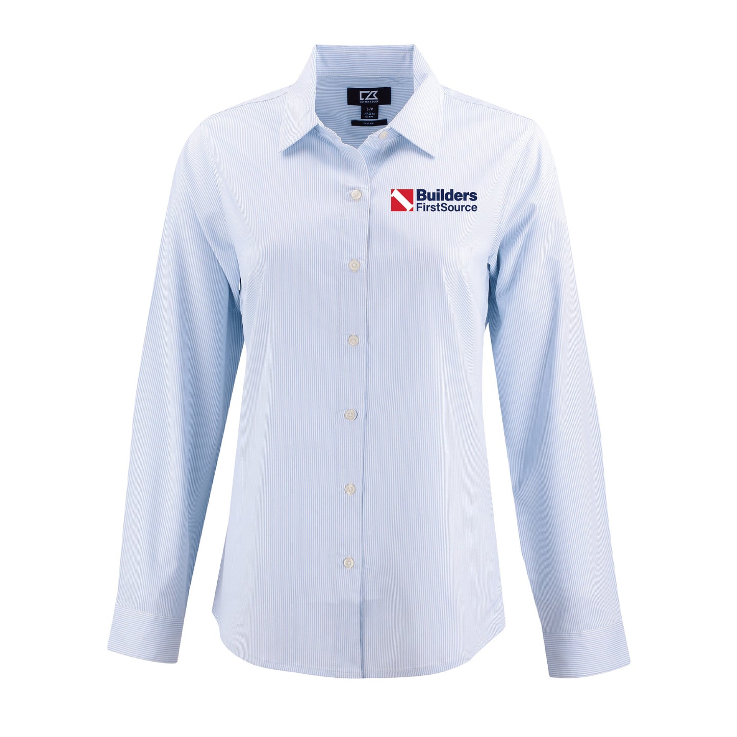 Cutter & Buck Skyline Epic Confidence Recycled Pinstripe Ladies' Long Sleeve Dress Shirt