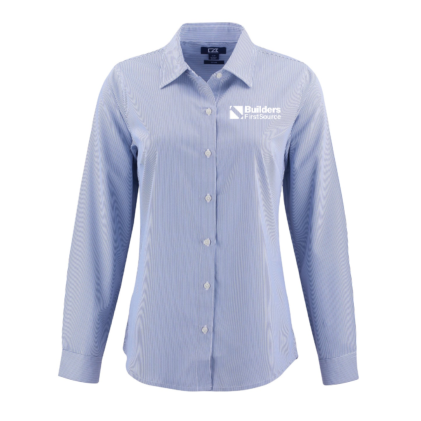 Cutter & Buck Skyline Epic Confidence Recycled Pinstripe Ladies' Long Sleeve Dress Shirt