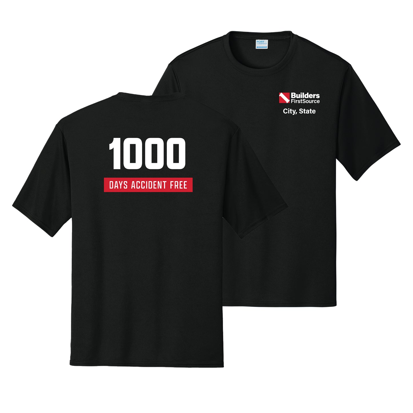 2-Color Print Accident Free Award - Dry Zone Moisture-Wicking Performance Tee (Front & Back)