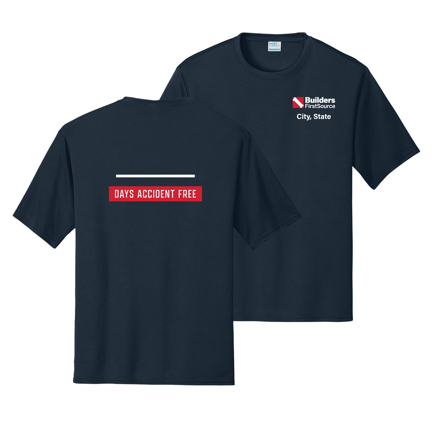 2-Color Print Accident Free Award - Dry Zone Moisture-Wicking Performance Tee (Front & Back)
