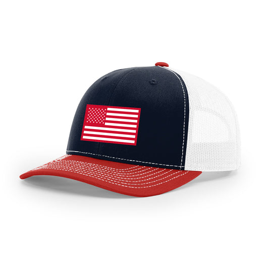 Richardson - Snapback Trucker Hat American Flag Patch