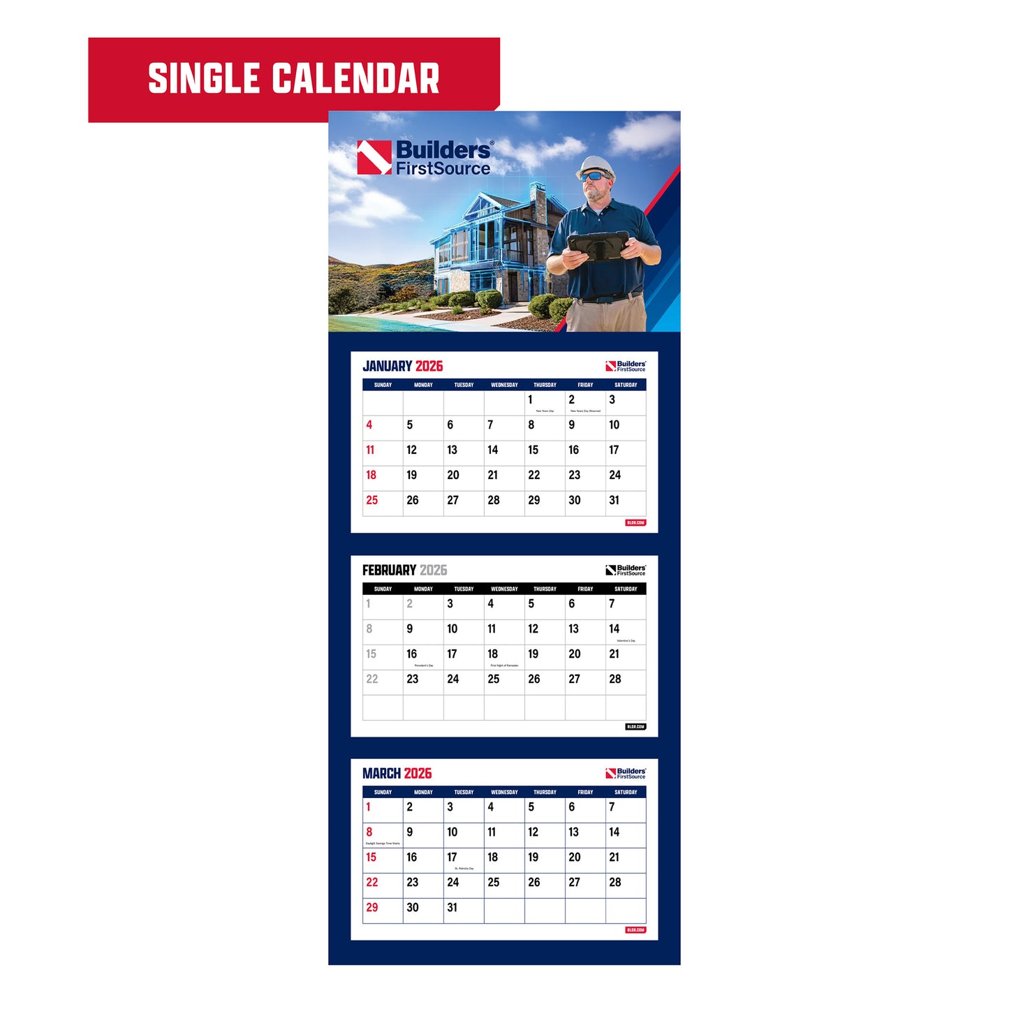 LIMITED - Builders FirstSource Tri-Fold Calendar (2026) - Single