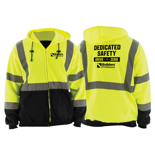 High Visibility Hooded Sweatshirt with Zipper Closure, ANSI 3, R