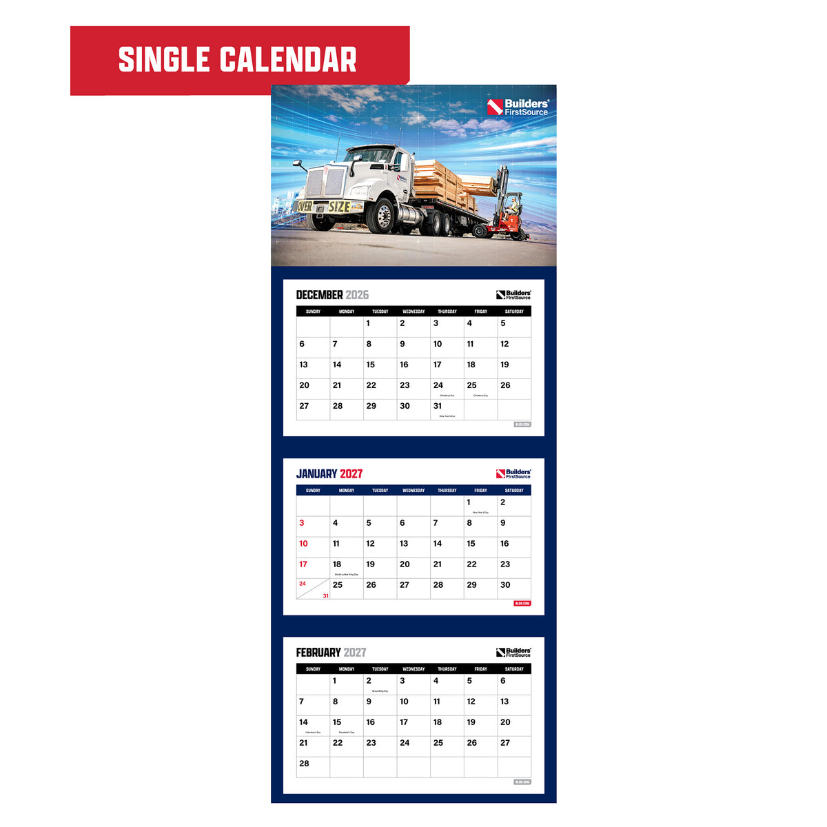 LIMITED - Builders FirstSource Tri-Fold Calendar (2027) - Single