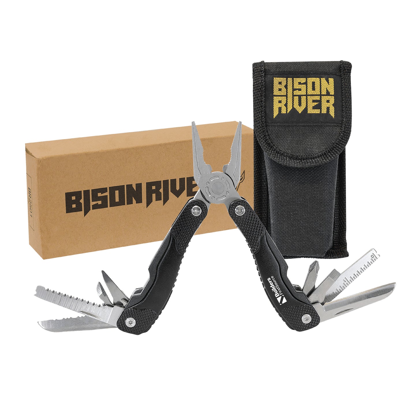 Bison River 4" Black 13 Function Multi Tool with Nylon Sheath