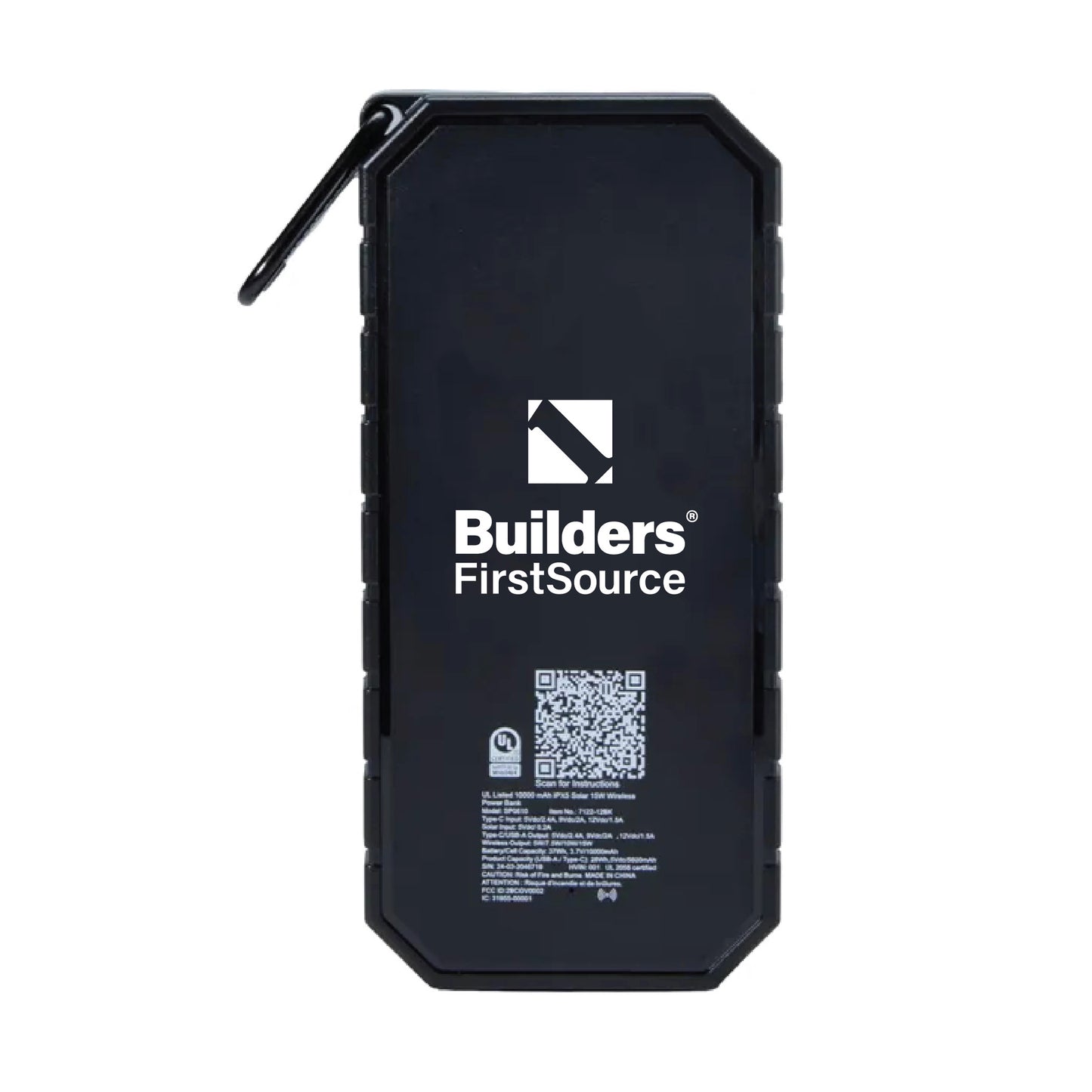 Builders FirstSource - IPX5 Solar 15W Wireless Power Bank