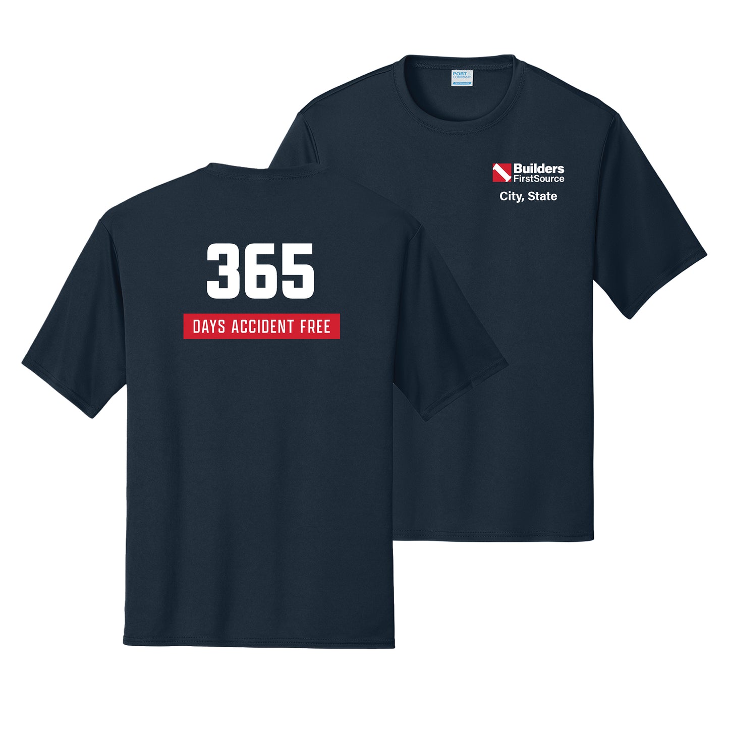 2-Color Print Accident Free Award - Dry Zone Moisture-Wicking Performance Tee (Front & Back)