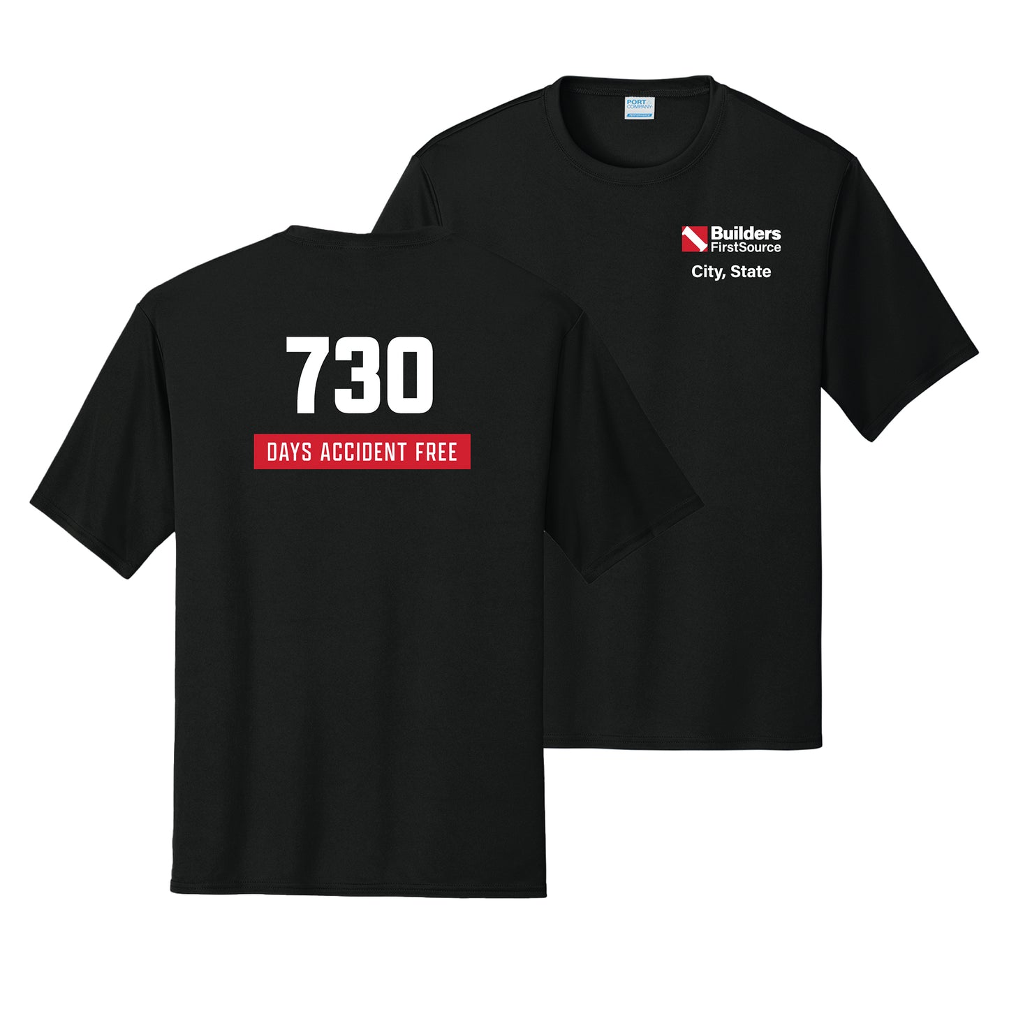 2-Color Print Accident Free Award - Dry Zone Moisture-Wicking Performance Tee (Front & Back)