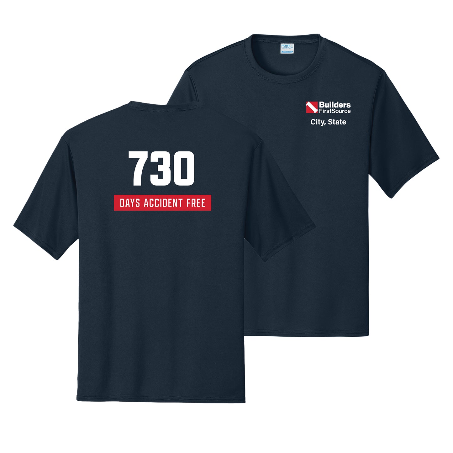 2-Color Print Accident Free Award - Dry Zone Moisture-Wicking Performance Tee (Front & Back)