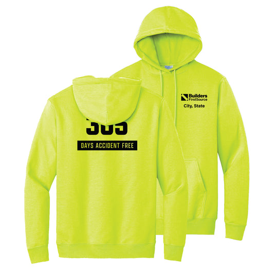 Accident Free Award - Safety Green Essential Fleece Pullover Hooded Sweatshirt (Front & Back)