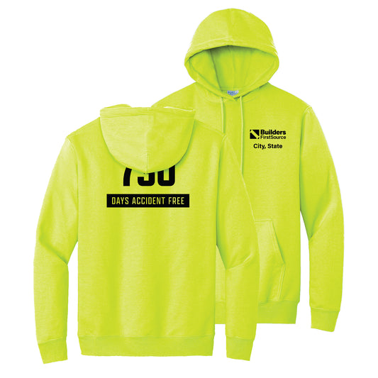 Accident Free Award - Safety Green Essential Fleece Pullover Hooded Sweatshirt (Front & Back)