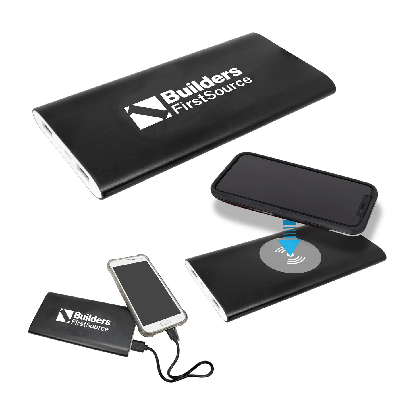 Builders FirstSource -  8000MAH Power Bank & Wireless Charger w/USB Power Cord