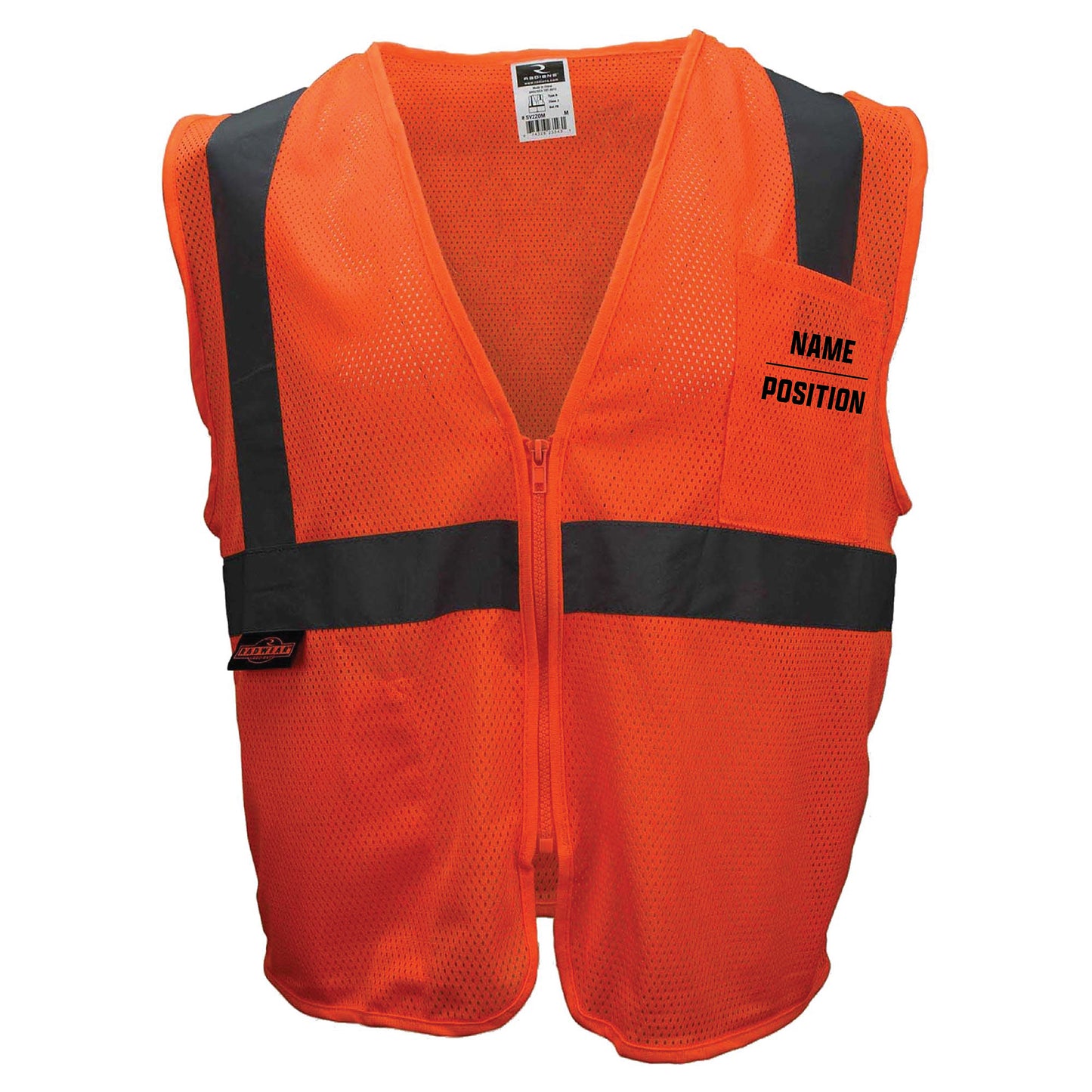 Custom - Economy Mesh Safety Vest with Zipper, ANSI 2, R