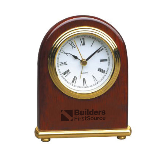 Builders FirstSource - 4" x 5" Rosewood Piano Finish Arch Desk Clock