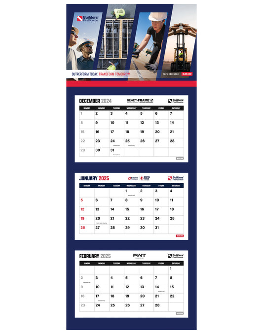 LIMITED - Builders FirstSource Tri-Fold Calendar (2024-2025) - 1 Box (45 Calendars)